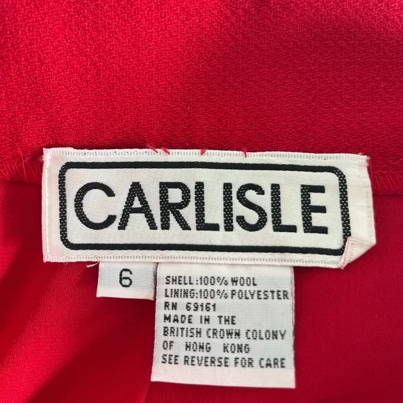 Vintage 90s Red Wool Wide Leg Trousers Carolyn Bessette Style Size 6 Carlisle - Picture 3 of 6